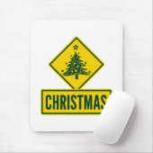 Weihnachtsbaum Modernes Ferienstraßen-Warnschild Mousepad (Mit Mouse)