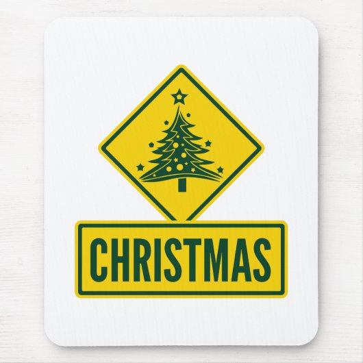 Weihnachtsbaum Modernes Ferienstraßen-Warnschild Mousepad (Vorne)