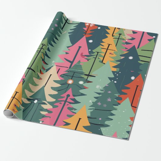 Weihnachtsbaum Modernes Musterpapier Geschenkpapier (Ungerollt)