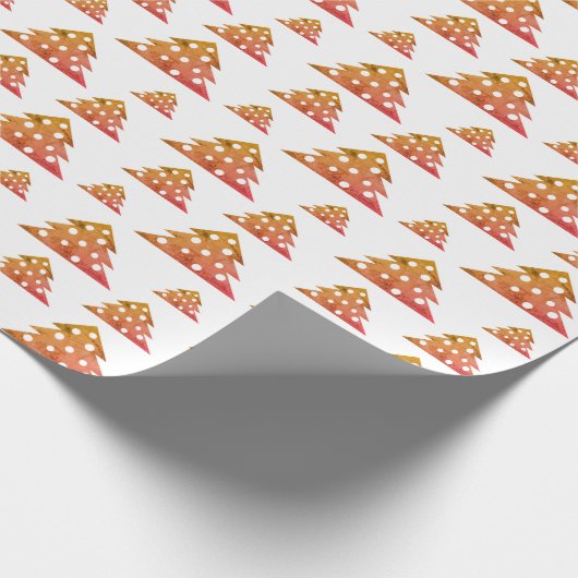 Weihnachtsbaum Modernes Orange Red Holiday Pattern Geschenkpapier (Ecke)