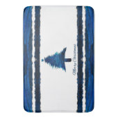 Weihnachtsbaum Modernes Urlaubsmuster Blau Badematte (Vorderseite Vertikal)