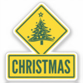 Weihnachtsbaum modernes Urlaubsstraßen-Warnschild Aufkleber (Vorderseite)