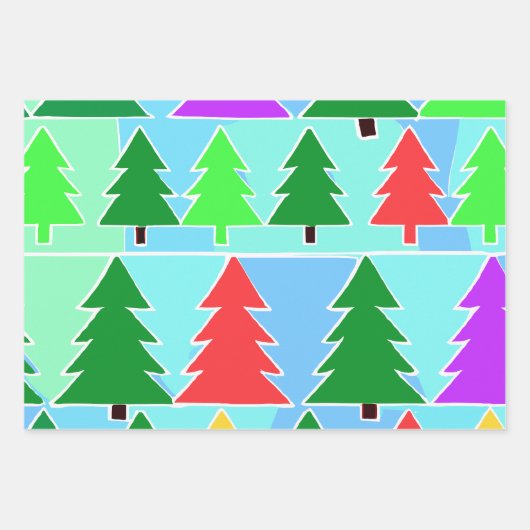 Weihnachtsbaum Modernes Verpackungspapier Geschenkpapier Set (Vorderseite 2)