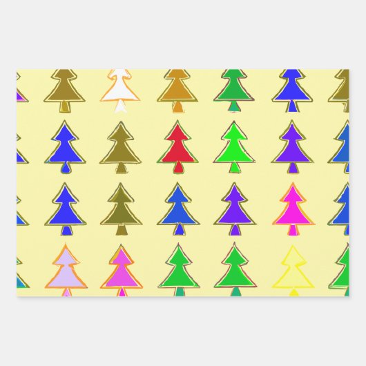 Weihnachtsbaum Modernes Verpackungspapier Geschenkpapier Set (Vorderseite)