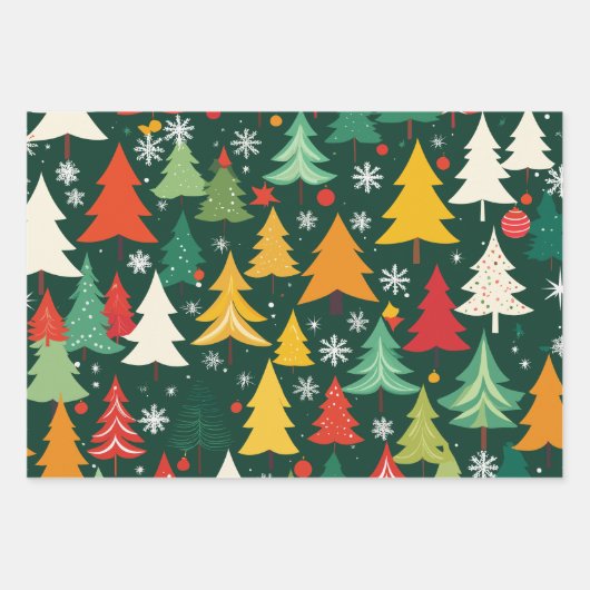 Weihnachtsbaum Modernes Wickelpapier Muster Geschenkpapier Set (Vorderseite 3)