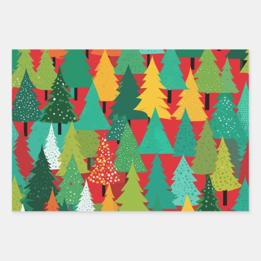 Weihnachtsbaum Modernes Wickelpapier Muster Geschenkpapier Set (Vorderseite 2)