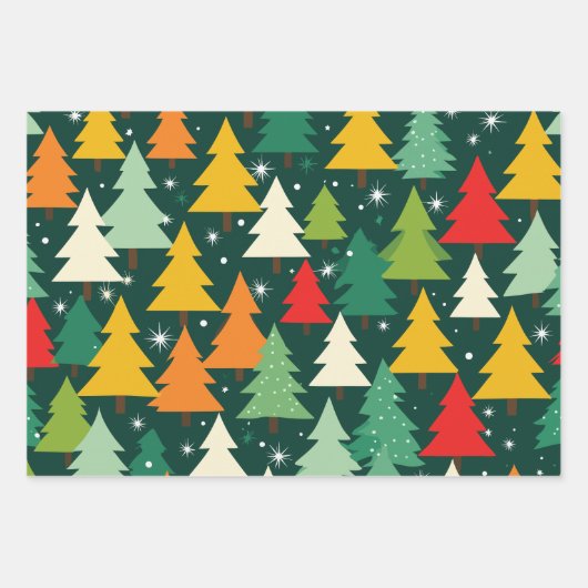 Weihnachtsbaum Modernes Wickelpapier Muster Geschenkpapier Set (Vorderseite)