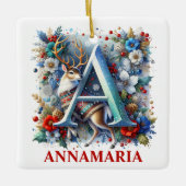 Weihnachtsbaum Monogram A mit Individuelle Name Keramikornament (Vorderseite)