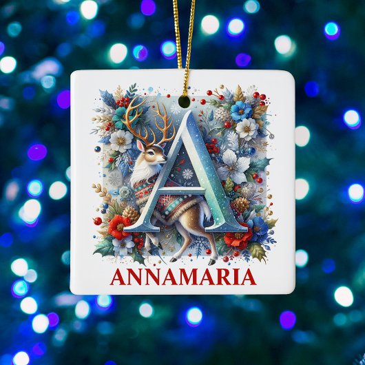 Weihnachtsbaum Monogram A mit Individuelle Name Keramikornament