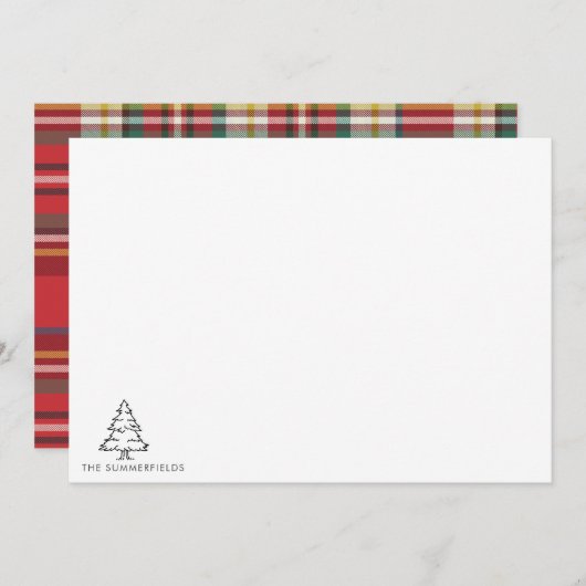 Weihnachtsbaum Monogram Holiday Family Mitteilungskarte (Vorne/Hinten)