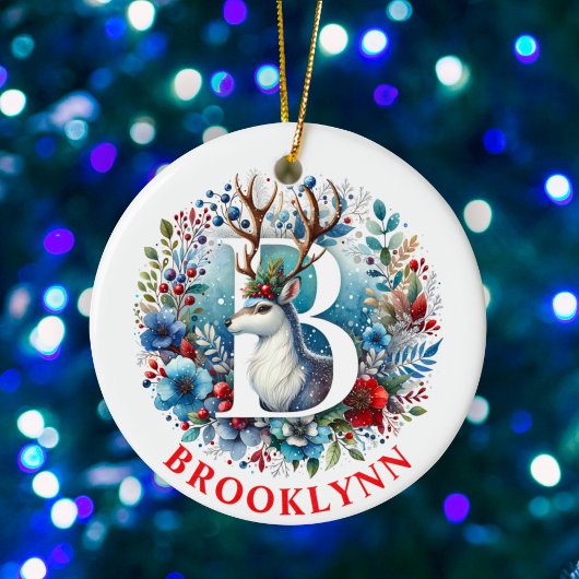 Weihnachtsbaum Monogram Letter B Individuelle Name Keramik Ornament