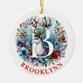 Weihnachtsbaum Monogram Letter B Individuelle Name Keramik Ornament (Vorne)