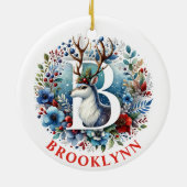 Weihnachtsbaum Monogram Letter B Individuelle Name Keramik Ornament (Hinten)