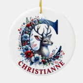 Weihnachtsbaum Monogram Letter C Individuelle Name Keramik Ornament (Hinten)