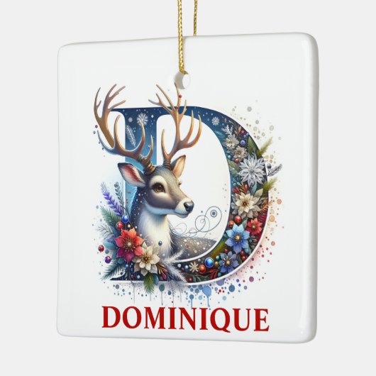 Weihnachtsbaum Monogram Letter D Individuelle Name Keramikornament (Links)