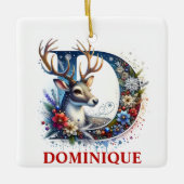 Weihnachtsbaum Monogram Letter D Individuelle Name Keramikornament (Vorderseite)
