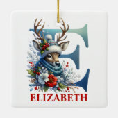 Weihnachtsbaum Monogram Letter E Individuelle Name Keramikornament (Rückseite)