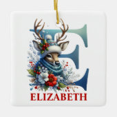 Weihnachtsbaum Monogram Letter E Individuelle Name Keramikornament (Vorderseite)