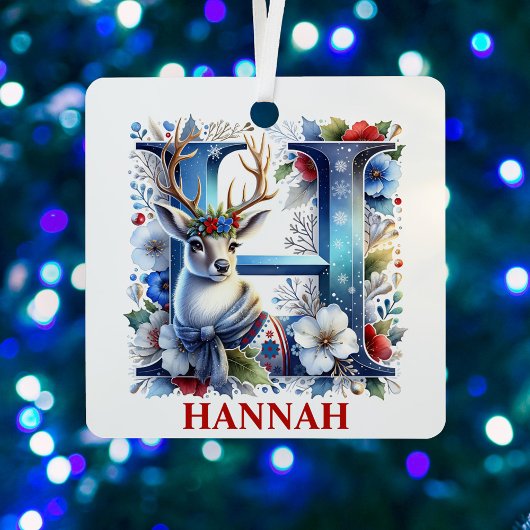 Weihnachtsbaum Monogram Letter H Individuelle Name Ornament Aus Metall