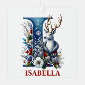 Weihnachtsbaum Monogram Letter I Individuelle Name Ornament Aus Metall (Rückseite)