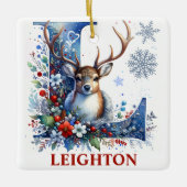 Weihnachtsbaum Monogram Letter L Individuelle Name Keramikornament (Vorderseite)