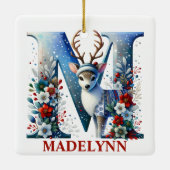 Weihnachtsbaum Monogram Letter M Individuelle Name Keramikornament (Rückseite)