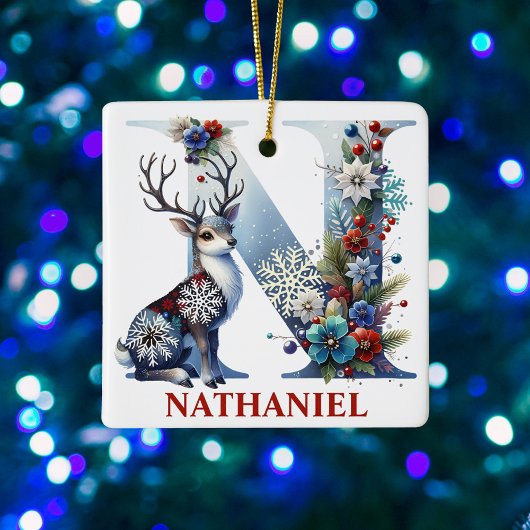 Weihnachtsbaum Monogram Letter N Individuelle Name Keramikornament
