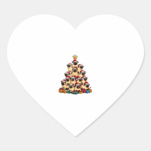 Weihnachtsbaum Möpsen Mops Hund Herz-Aufkleber
