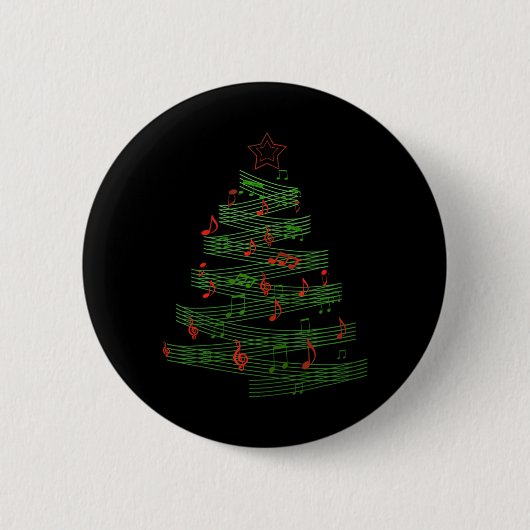 Weihnachtsbaum Musical Notes Song Xmas Musician Button (Vorderseite)