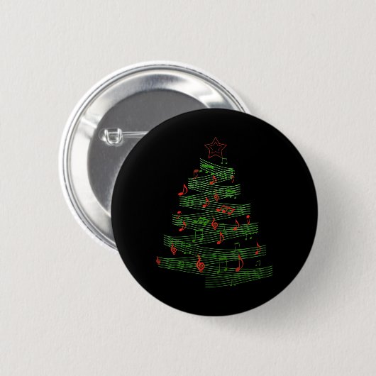 Weihnachtsbaum Musical Notes Song Xmas Musician Button (Vorne & Hinten)