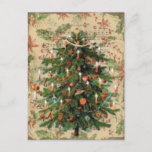 Weihnachtsbaum-Musik im Vintage-Stil Postkarte