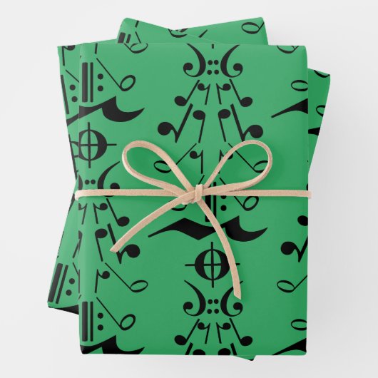 Weihnachtsbaum - Musiknote und Symbole Geschenkpapier Set (Beispiel)