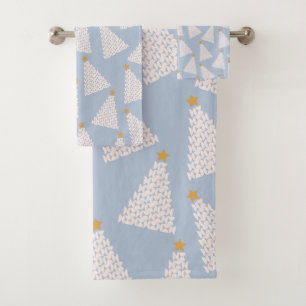 Weihnachtsbaum Muster Blau Badhandtuch Set