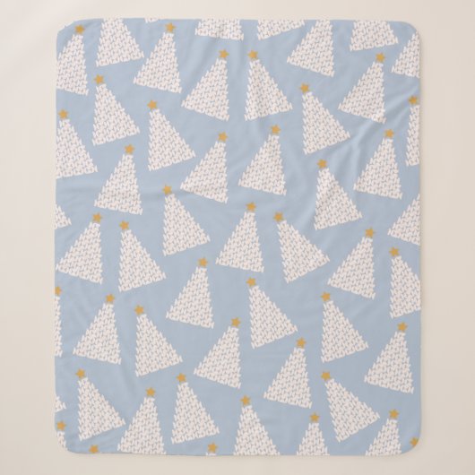 Weihnachtsbaum Muster Blau Sherpadecke (Vorderseite)