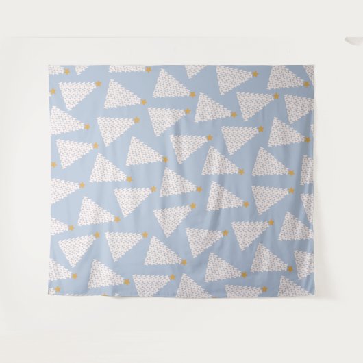 Weihnachtsbaum Muster Blau Wandteppich (Vorderseite (Horizontal))