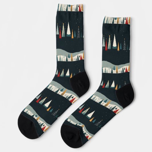 Weihnachtsbaum Muster dunkel Socken (Linkes Detail)