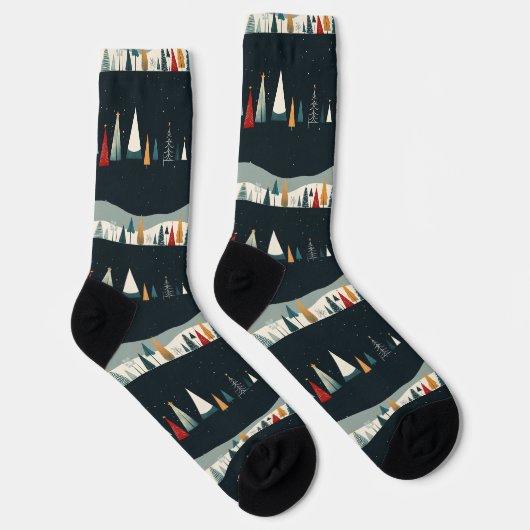 Weihnachtsbaum Muster dunkel Socken (Rechts)