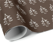 Weihnachtsbaum Muster Dunkle Schokolade Geschenkpapier (Rolleneckpunkt)