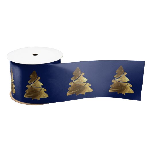 Weihnachtsbaum-Muster-elegantes Marine-Blau und Satinband (Spule)