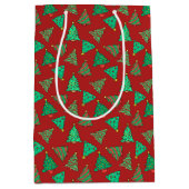 Weihnachtsbaum Muster Feiertag Rot Mittlere Geschenktüte (Vorderseite)