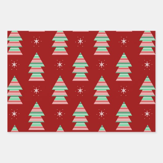 Weihnachtsbaum Muster Feiertage Geschenkpapier Set (Vorderseite 2)
