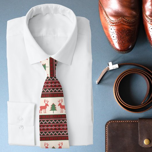 Weihnachtsbaum-Muster für Rentiere | Urlaub Krawatte