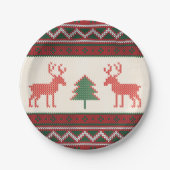 Weihnachtsbaum-Muster für Rentiere | Urlaub Pappteller (Vorderseite)