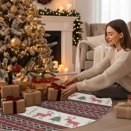 Weihnachtsbaum-Muster für Rentiere | Urlaub Polyester Weihnachtsbaumdecke