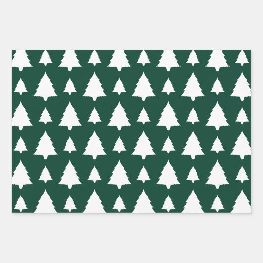 Weihnachtsbaum-Muster grün und weiß Geschenkpapier Set (Vorderseite 2)