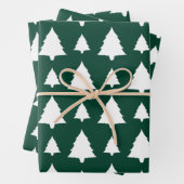 Weihnachtsbaum-Muster grün und weiß Geschenkpapier Set (Beispiel)