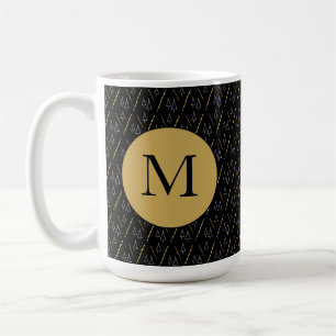 Weihnachtsbaum-Muster in Schwarz, Weiß und Gold Kaffeetasse
