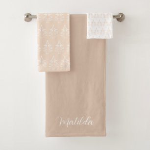 Weihnachtsbaum Muster Kaffeepause Blush Vanilla Badhandtuch Set