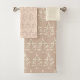 Weihnachtsbaum Muster Kaffeepause Blush Vanilla Badhandtuch Set