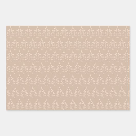 Weihnachtsbaum Muster Kaffeepause Blush Vanilla Geschenkpapier Set (Vorderseite)